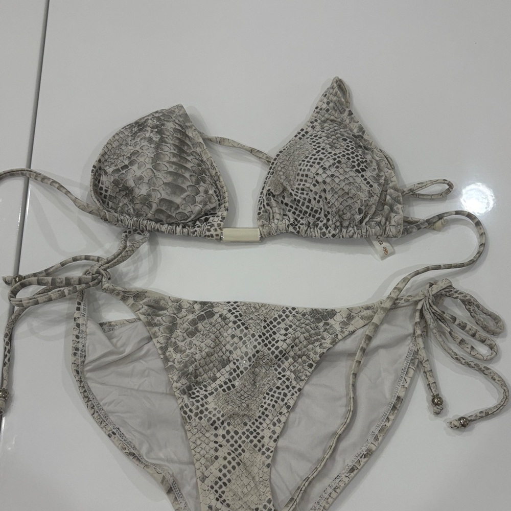 Pilyq Snake Print Bikini in Gray